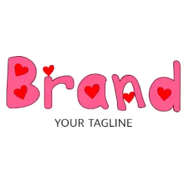 Online Editable Red Heart in Pink Quirky Font Dating Logo