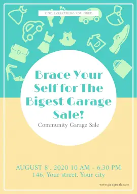 Online Editable Community Garage Sales Flyer Marketing Materials