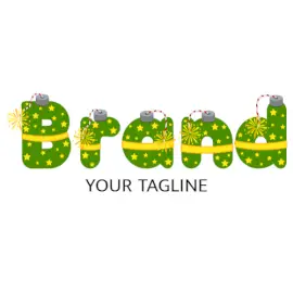 Online Editable Crackers and Stars on Green Font Events Logo