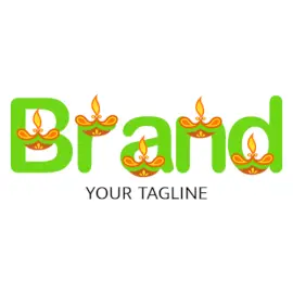 Online Editable Lamp on Green Text Diwali Events Logo