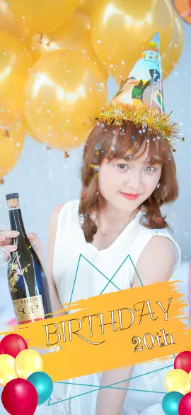 Online Editable Yellow Birthday with Balloons Snapchat Geofilter