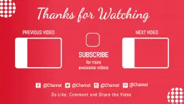 Online Editable Bright Red Previous and Next Video Element Youtube End Screen