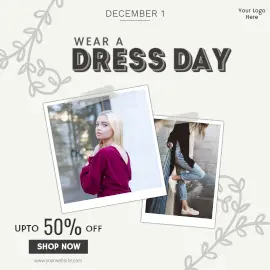 Online Editable Floral Design Wear a Dress Day Sale Instagram Post