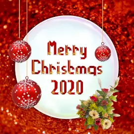 Online Editable Strong Red Christmas Balls Design Social Media Post