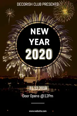 Online Editable New Year Club Party with Crackers Design Tumblr Graphic