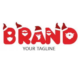 Online Editable Santa Claus Beard and Hat Text Events Logo