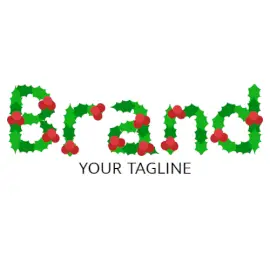 Online Editable Christmas Leaf With Red Fruit on Text Events Logo