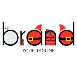 Online Editable Red Wall with Santa Claus cap Text Events Logo