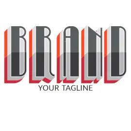 Online Editable Red and Black Layered Long Text Fancy & 3D Logo