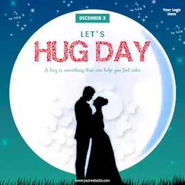 Online Editable Let's Hug Day Couple Silhouette Social Media Post