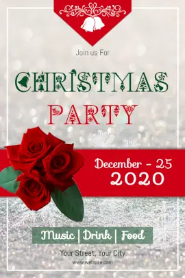 Online Editable Christmas Party Design With Red Roses Pinterest Graphic