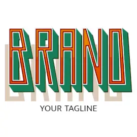 Online Editable Tall and Shadowed Dual Color Text Fancy & 3D Logo