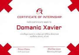 Online Editable White and Red Internship Certificate