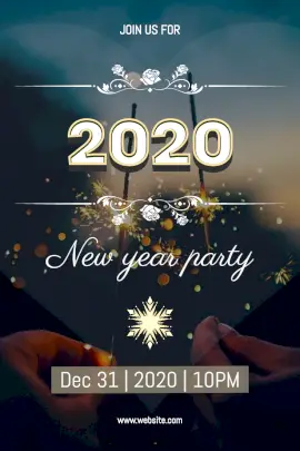 Online Editable New Year Party Design with Crackers Pinterest Graphic