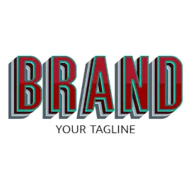 Online Editable Red and Green Gradient Long Text Fancy & 3D Logo