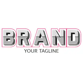 Online Editable Gray Metallic Texture with Pink Border Fancy & 3D Logo