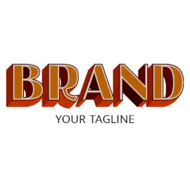 Online Editable Orange with Brown Border Text Fancy & 3D Logo