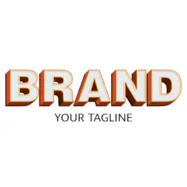 Online Editable Orange and White Solid Font Fancy & 3D Logo