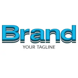 Online Editable Blue and White Modern Text Fancy & 3D Logo