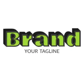 Online Editable Green with Black Border Fancy & 3D Logo