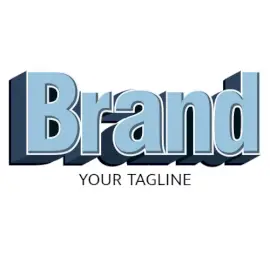 Online Editable Light Blue and White Border Text Fancy & 3D Logo