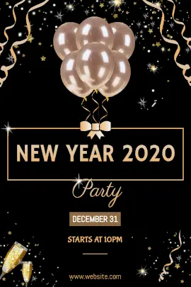 Online Editable Black and Gold New Year Party Tumblr Graphic