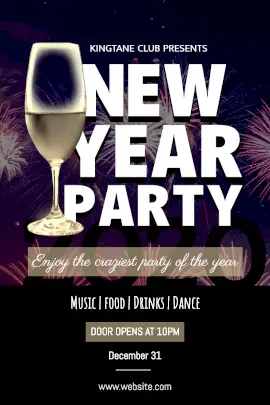 Online Editable Dark Pink New Year Party inviting Tumblr Graphic