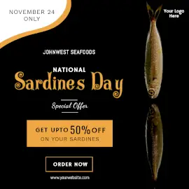 Online Editable Seafood on National Sardines Day on November 24 Instagram Post