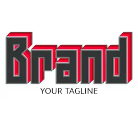 Online Editable Black and Red Long Font Fancy & 3D Logo