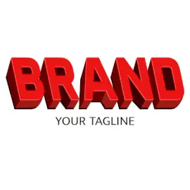 Online Editable Slant Red Block Fancy & 3D Logo