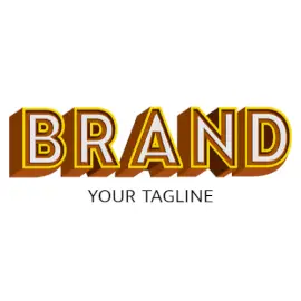 Online Editable Bright Yellow with White Text Fancy & 3D Logo