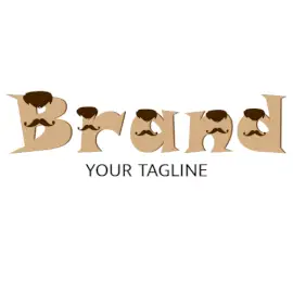 Online Editable Brown Father's Day Mustache Text Events Logo