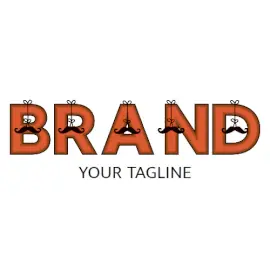 Online Editable Orange Mustache Events Logo