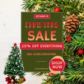 Online Editable Christmas Sale Discount on December 25 Instagram Post