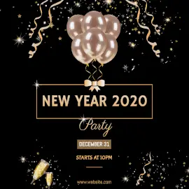 Online Editable Happy New year 2020 Party on December 31 Instagram Post