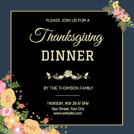 Online Editable Thanksgiving Dinner Party Instagram Ad