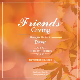 Online Editable Orange Fall Leaves Friendsgiving Social Media Post
