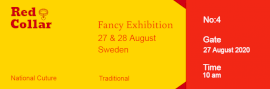 Online Editable Yellow and Red Fancy Exhibition Ticket