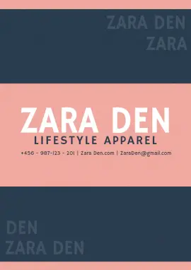 Online Editable Pink and Blue Zara Den Lifestyle Apparel Design Media Kit