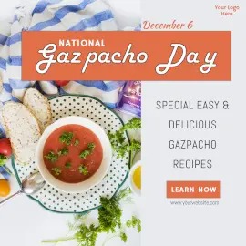 Online Editable National Gazpacho Day Easy Recipes December 6 Instagram Post