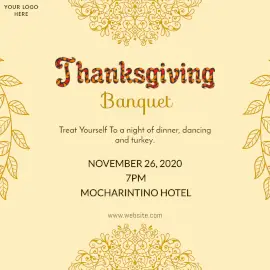 Online Editable Thanksgiving Food Invitation Design with Floral print Instagram Ad