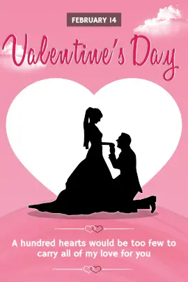 Online Editable Valentine's Day Card Design with a Couple silhouette Tumblr Graphic