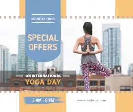 Online Editable International Yoga Day Design with High-Res Image Facebook Post