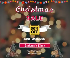 Online Editable Christmas Sale Design Decorated with Gift Boxes Facebook Post
