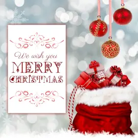 Online Editable Christmas Greeting Card With Christmas Ornaments Social Media Post