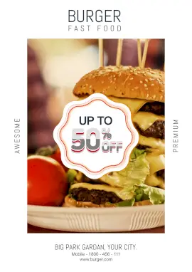 Online Editable Fast Food Burgers Poster