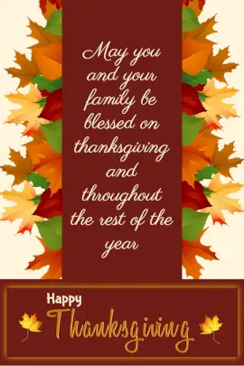 Online Editable Thanksgiving Greeting Card with Autumn Leaves Pinterest Graphic
