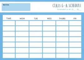 Online Editable Time Table For School Students Class Schedule