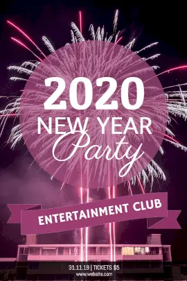 Online Editable New Year Party Invitation with Crackers Tumblr Graphic
