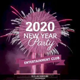 Online Editable New Year Party Invitation with Crackers Instagram Post